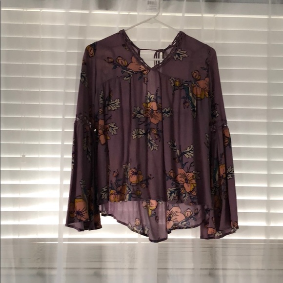 Purple bell sleeve shirt - Picture 1 of 5